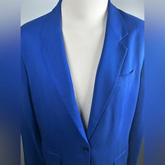 Lauren Ralph Lauren Women’s 100% Silk Single-Breasted Blazer–Size 14–Royal Blue - Picture 3 of 14